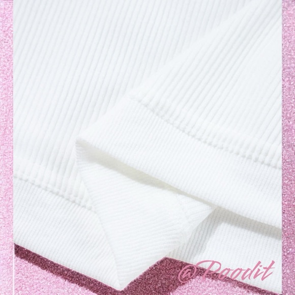 White corded sequin soldier holiday top S M L XL 2XL - Picture 4 of 9